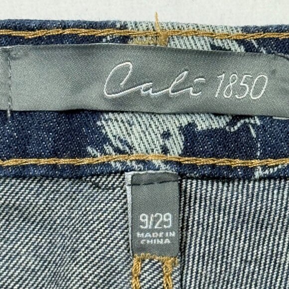 Cali 1850 Women's Wide Leg Mid Rise Western Print Blue Denim Jeans Size 9/29 NWT - Picture 5 of 10